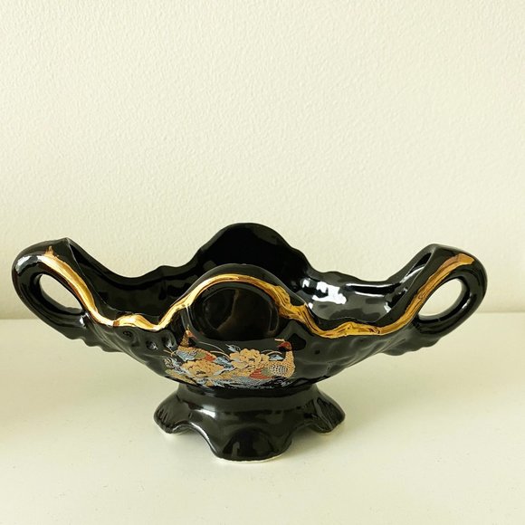 Vintage Other - Porcelain Decorative Black Bowl Trinket Tray